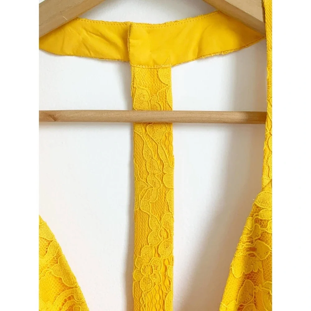 NWT NBD x Naven Dress in Bright Yellow Gold Mini Skater Lace Mini - Picture 6 of 9